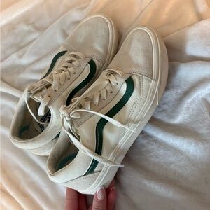 Vans Cream and Green Sneakers